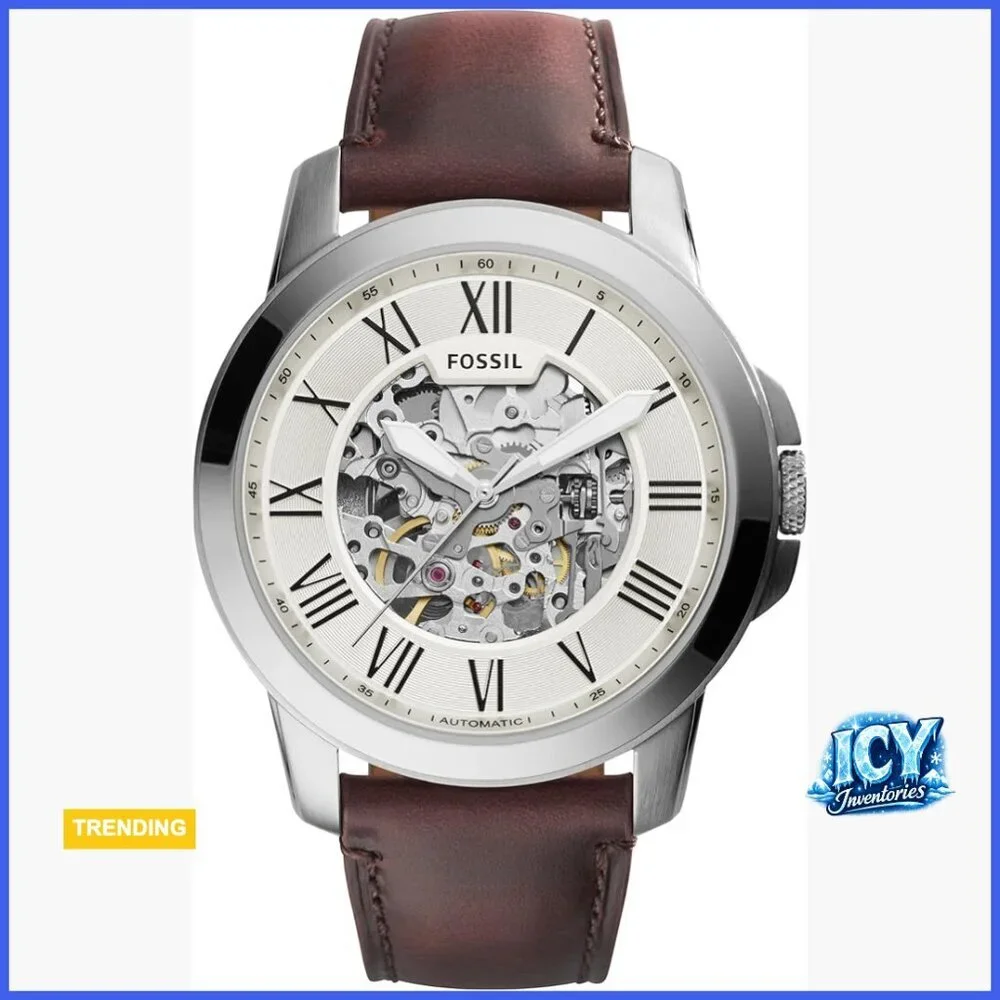 Stainless Steel and Leather Chronograph Watch with Automatic Movement